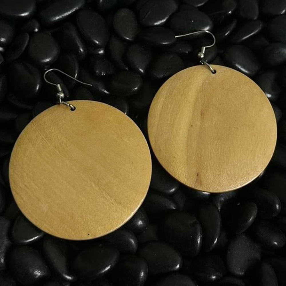 Wooden Koi Fish Pattern Earrings - Picture 2 of 3
